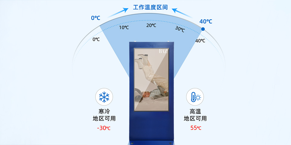 藍色戶外落地式防水廣告機